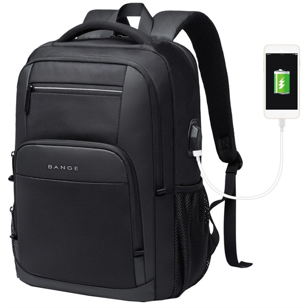 (image for) BANGE Backpack Men's Shoulder Bag 15.6 Laptop Computer Bag Casual Sports Travel Backpack Breathable Large Capacity USB Charging Backpack