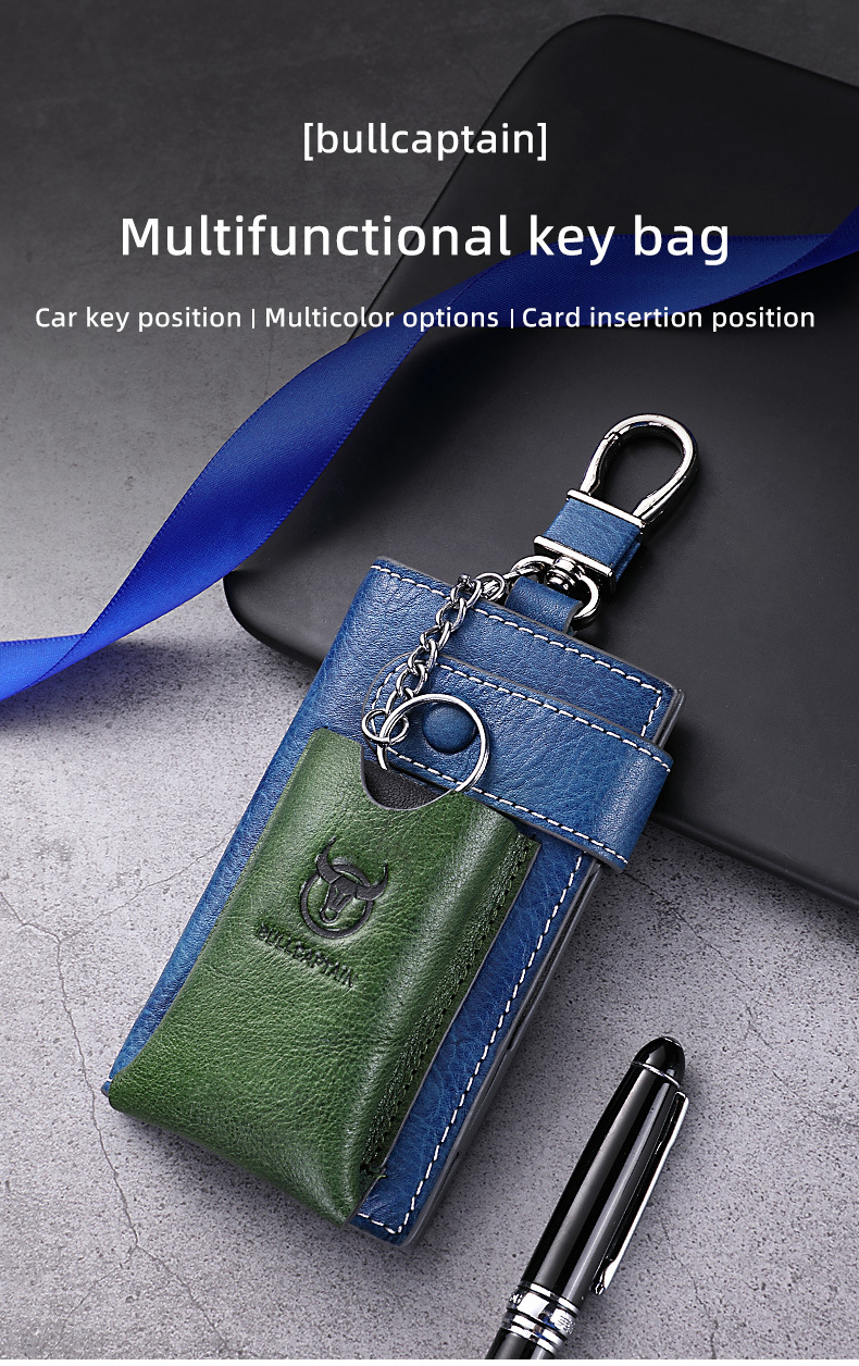 BULLCAPTAIN-Genuine-Leather-Mens-Keycase-Portable-Car-Keychain-Storage-Key-Holder-Fashion-Color-Bloc-2019148