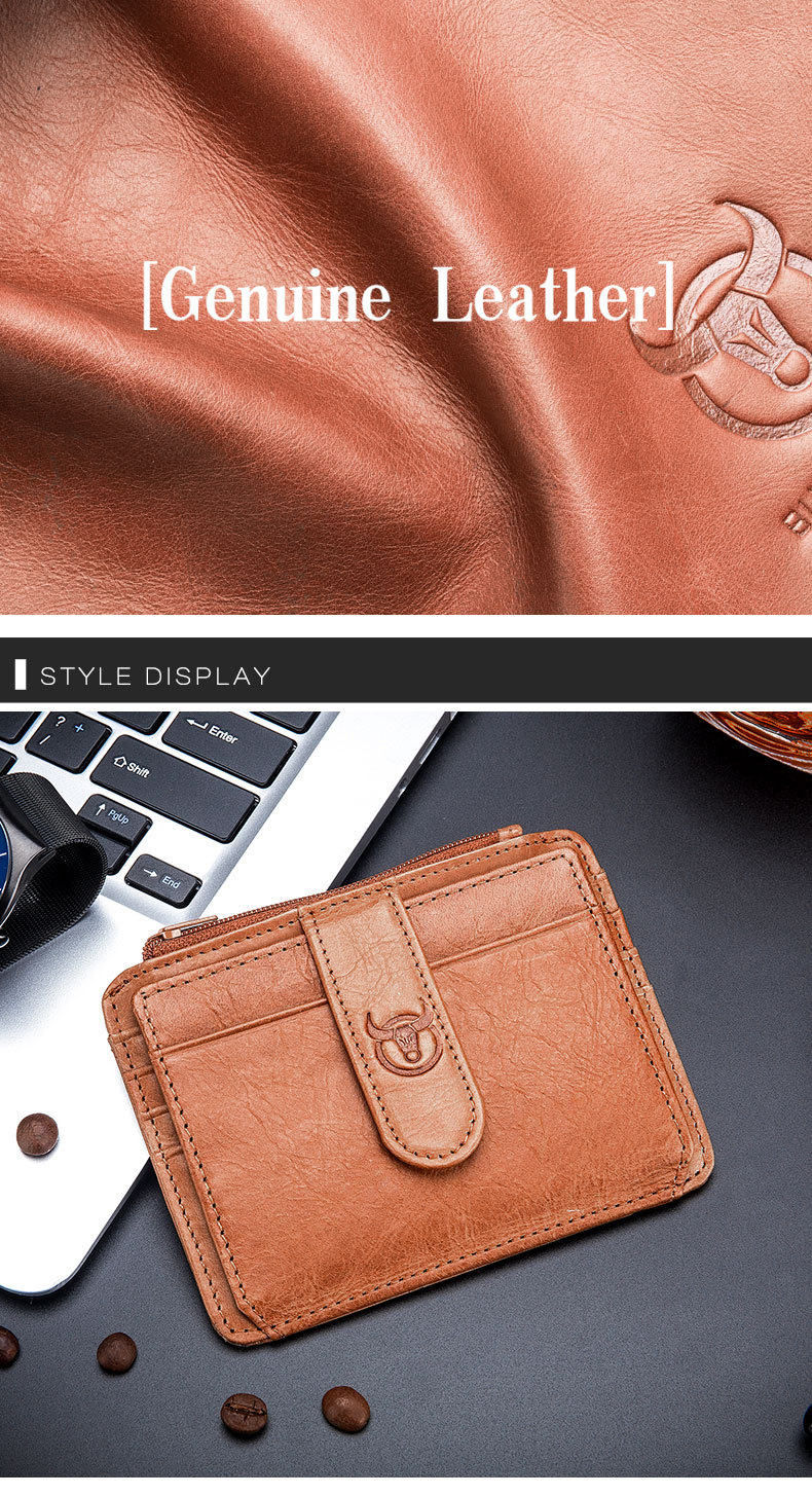 BULLCAPTAIN-Mens-Genuine-Leather-RFID-Blocking-Wallets-Thin-Zipper-Short-Wallet-Multiple-Card-Slots--2017784