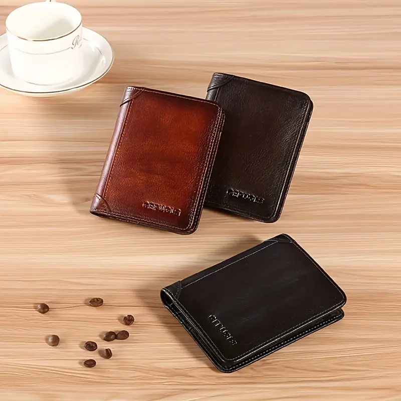 Ekphero-Mens-Wallet-Genuine-Leather-RFID-Blocking-Short-Wallet-Vintage-Thin-Multi-Function-ID-Credit-2022019